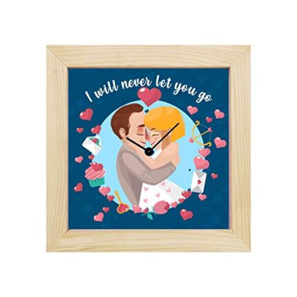 Giftsmate Valentine Gifts for Girlfriend Boyfriend Desk Clock Wooden Framed I Will Never Let You Go