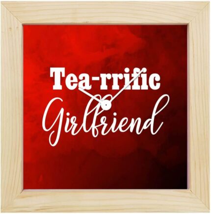 Giftsmate Valentine Gifts for Girlfriend Desk Clock Wooden Framed Tearrific Terrific Tea Lover Girlfriend