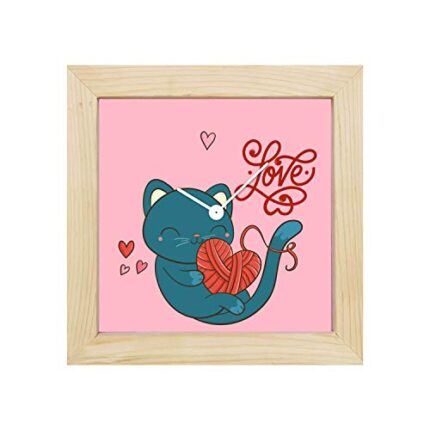 Giftsmate Valentine Gifts for Girlfriend Wife Desk Clock Wooden Framed Cat Lover Love