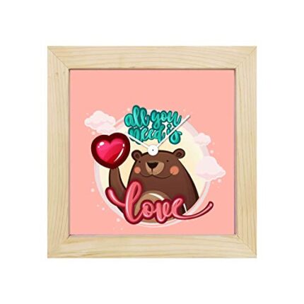 Giftsmate Valentine Gifts for Girlfriend Wife Desk Clock Wooden Framed Cute All You Need is Love Teddy