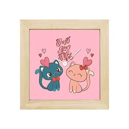 Giftsmate Valentine Gifts for Girlfriend Wife Desk Clock Wooden Framed Just You and Me Cats Love