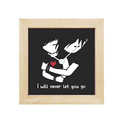 Giftsmate Valentine Miss You Gifts for Girlfriend Desk Clock Wooden Framed I Will Never Let You Go