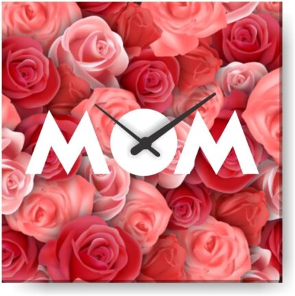 Giftsmate for Mom, Red Rose Mother Wall Clock for Mom