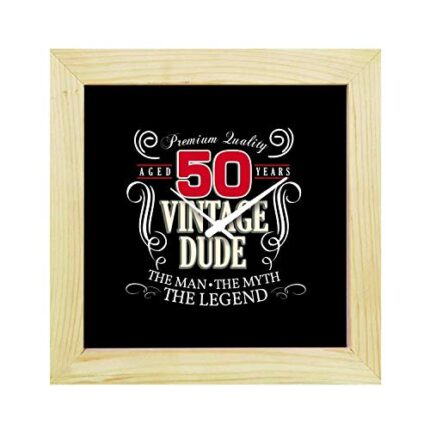 TheYaYaCafe 50Th Birthday Gifts 50 Vintage Dude Framed Desk Clock - 6 X 6 Inches