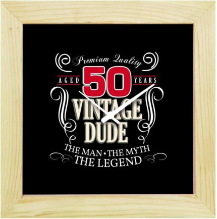 TheYaYaCafe 6X6 Inches 50Th Birthday Gifts Desk Clock 50 Vintage Dude Canvas