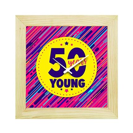 TheYaYaCafe 6X6 Inches 50Th Birthday Gifts Desk Clock 50 Years Young Canvas