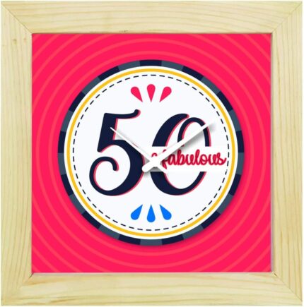 TheYaYaCafe 6X6 Inches 50Th Birthday Gifts Desk Clock 50 and Fabulous Canvas