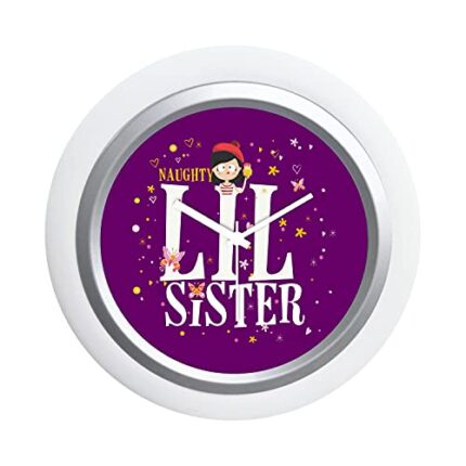 TheYaYaCafe 6X6 Inches Birthday Gifts for Sister, Desk Clock Naughty Lil Sister Canvas Birthday Bhaidooj