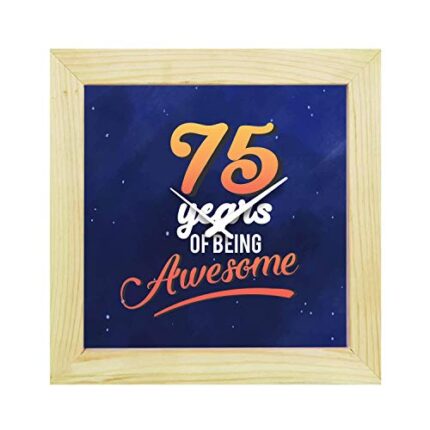 TheYaYaCafe 75Th Birthday Desk Clock 75 Years of Being Awesome Canvas, 6 X 6 Inches