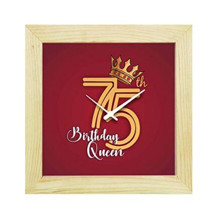 TheYaYaCafe 75Th Birthday Gifts, 6 X 6 Inches Desk Clock 75Th Birthday Queen Canvas