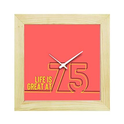 TheYaYaCafe 75Th Birthday Gifts, 8 X 8 Inches Desk Clock Life is Great at 75 Canvas