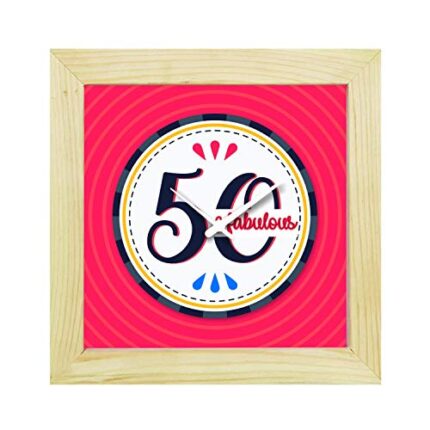 TheYaYaCafe 8X8 Inches 50Th Birthday Gifts Desk Clock 50 and Fabulous Canvas
