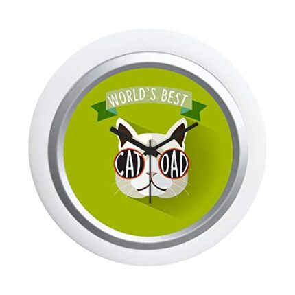 TheYaYaCafe Cool World Best Cat Dad Desk Clock for Dad - 6X6 Inches
