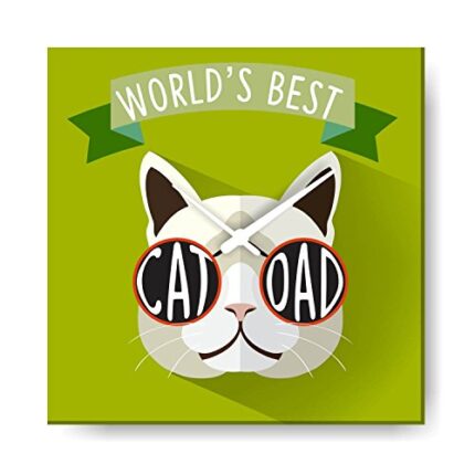 TheYaYaCafe Cool World Best Cat Dad Desk Clock for Dad - 8X8 Inches
