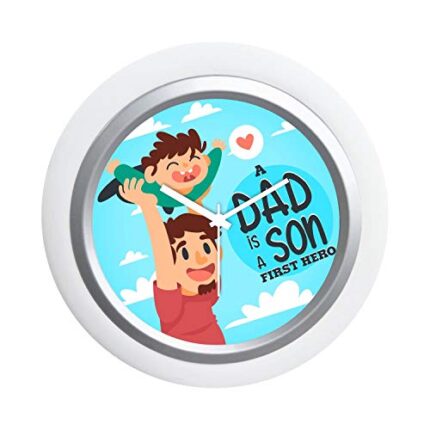 TheYaYaCafe Dad is Sons First Hero Desk Clock for Father - 6X6 Inches
