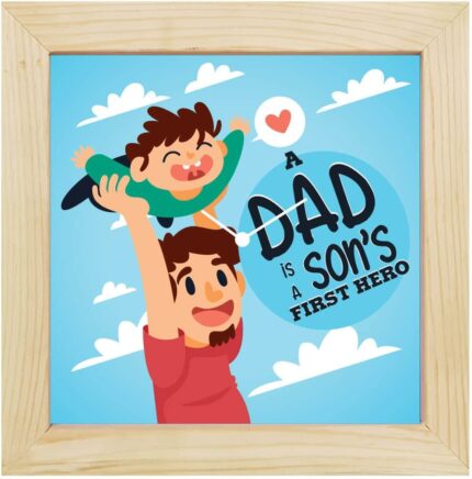 TheYaYaCafe Dad is Sons First Hero Desk Clock for Father - 8X8 Inches