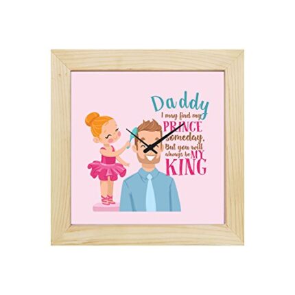 TheYaYaCafe Desk Clock for Father, Wood, 6X6-Inches, Pink
