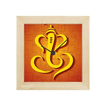TheYaYaCafe Ganesh Chaturthi Gifts 6X6 Inches Desk Clock Artistic Lord Ganesha Canvas