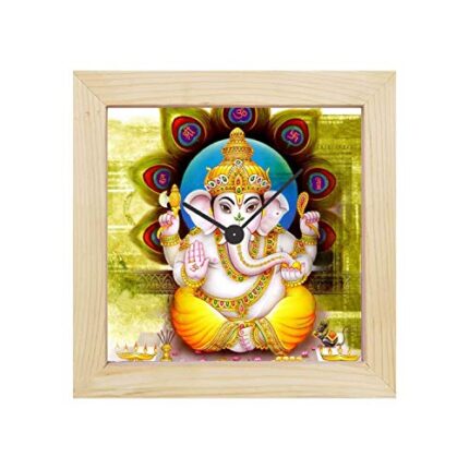 TheYaYaCafe Ganesh Chaturthi Gifts 6X6 Inches Desk Clock Blissful Lord Ganesha Desk Clock Canvas