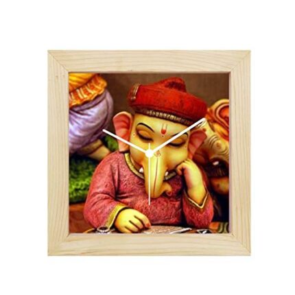 TheYaYaCafe Ganesh Chaturthi Gifts 6X6 Inches Desk Clock Cute Lord Ganesha Canvas
