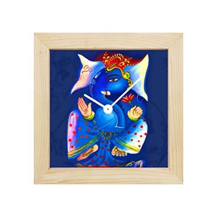 TheYaYaCafe Ganesh Chaturthi Gifts 6X6 Inches Desk Clock Ingenious Lord Ganesha Canvas