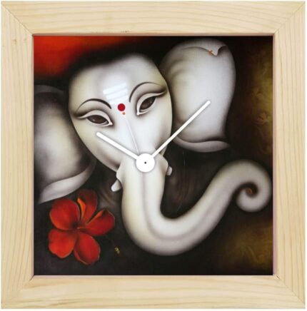 TheYaYaCafe Ganesh Chaturthi Gifts 6X6 Inches Desk Clock Lord Bal Ganesha Canvas