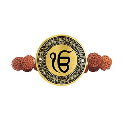 Raksha Bandhan Gifts for Brother Ek Onkar Engraved Rudraksha Bracelet Rakhi