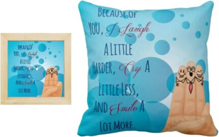 TheYaYaCafe Yaya Cafe Birthday, Together Like Hands Best Friends 24x24 inches Cotton Cushion Cover with 6x6 inches Desk Clock Set of 2 Blue