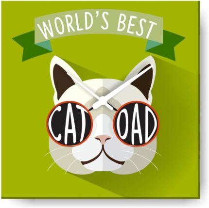 TheYaYaCafe   Cool World Best Cat Dad Wall Clock for Dad - 12X12 inches