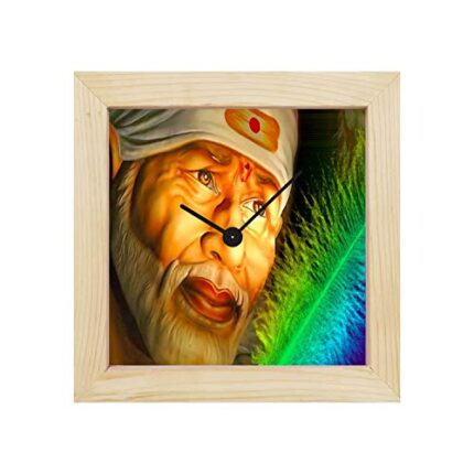 TheYaYaCafe Yaya Cafe Holy Sai Baba Framed Wall Clock Religious - 6 x 6 inches