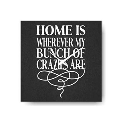 TheYaYaCafe Yaya Cafe Home is Where My Bunch of Crazies are Canvas Wall Clock - 18 x 18 inches