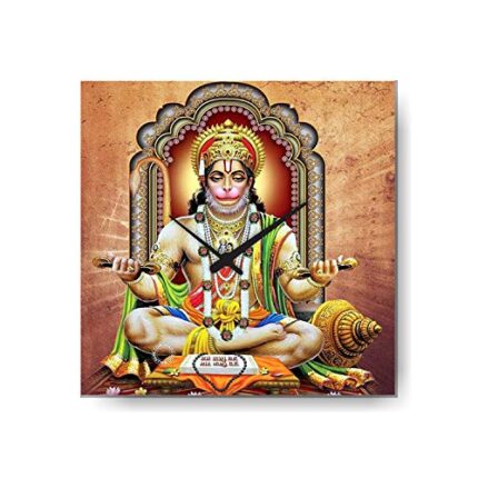 TheYaYaCafe Yaya Cafe Lord Hanuman Canvas Wall Clock Religious - 18 x 18 inches