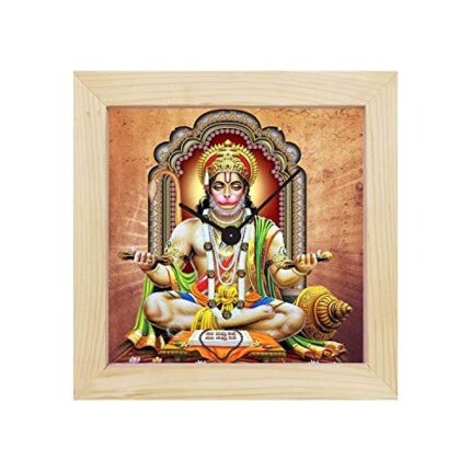 TheYaYaCafe Yaya Cafe Lord Hanuman Framed Wall Clock Religious - 6 x 6 inches