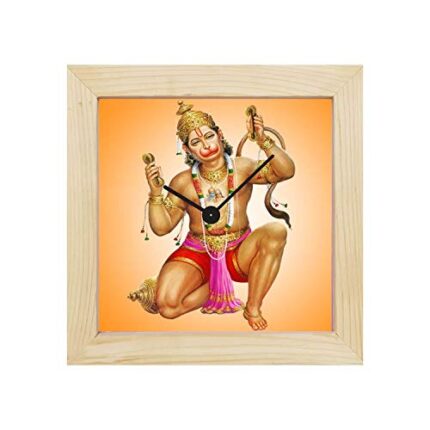 TheYaYaCafe Yaya Cafe Lord Hanuman Praying Bhajan of Lord Rama Framed Wall Clock Religious - 8 x 8 inches