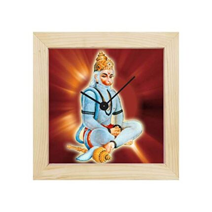 TheYaYaCafe Yaya Cafe Lord Hanuman in Meditation Framed Wall Clock Religious - 8 x 8 inches