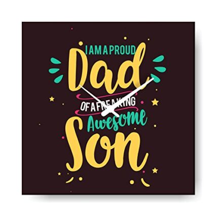 TheYaYaCafe Yaya Cafe Proud Dad of a Freaking Awesome Son Wall Clock for Father - 12X12 inches