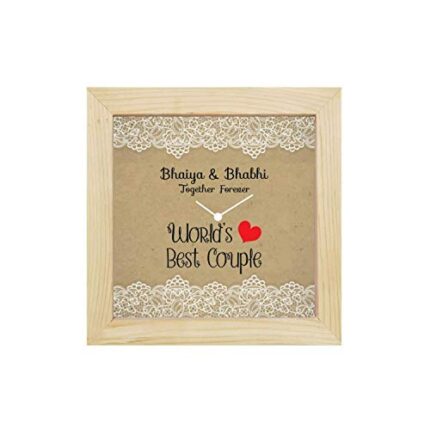 TheYaYaCafe Yaya Cafe Rakhi Gifts for Bhaiya Bhabhi Desk Clock Worlds Best Bhaiya Bhabhi Canvas - 6X6 Inches