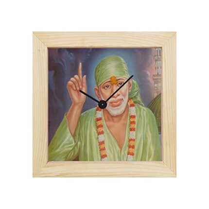 TheYaYaCafe Yaya Cafe Sabka Malik Ek Blissful Sai Baba Framed Wall Clock Religious - 15 x 15 inches