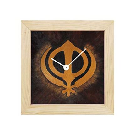 TheYaYaCafe Yaya Cafe Sikhism Khanda Framed Wall Clock Religious - 10 x 10 inches