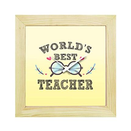 TheYaYaCafe Yaya Cafe Teachers Day Gifts, 6 x 6 inches Desk Clock Worlds Best Teacher Canvas