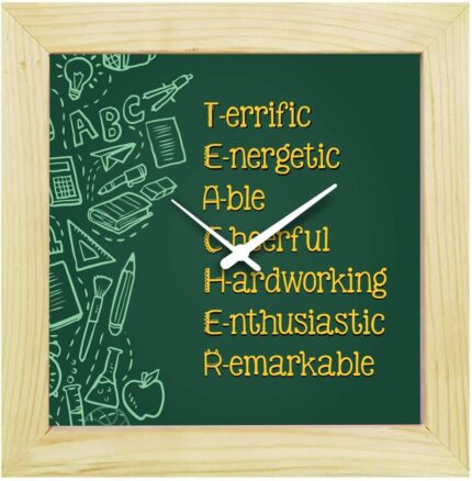TheYaYaCafe Yaya Cafe Teachers Day Gifts, 8 x 8 inches Desk Clock Teacher Definition Canvas