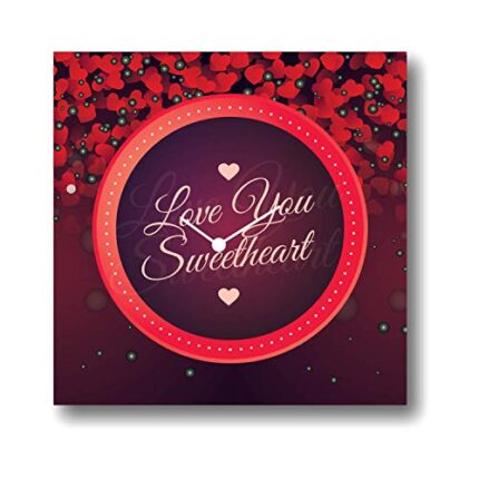 TheYaYaCafe Yaya Cafe Valentine Gifts Love You Sweetheart Canvas Art Desk Clock Table Wood 6X6 inches