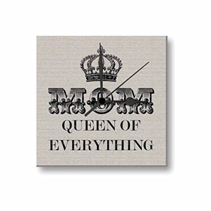 YaYa cafe Mom Queen Of Everything Canvas Wall Clock for Mother - 12x12 inches