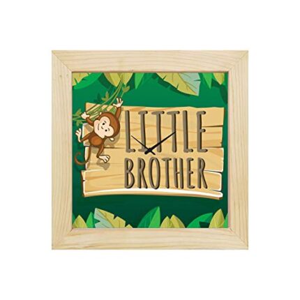 Yaya Cafe Birthday Bhaidooj Gifts for Brother, Little Monkey Brother Framed Wall Clock - 6 x 6 inches Birthday Bhaidooj