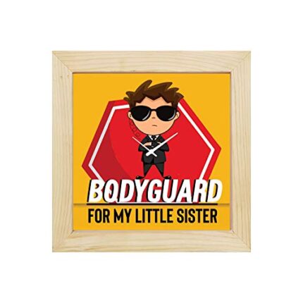 Yaya Cafe Birthday Gifts for Brother, Bodyguard for Little Sister Framed Wall Clock - 6 x 6 inches