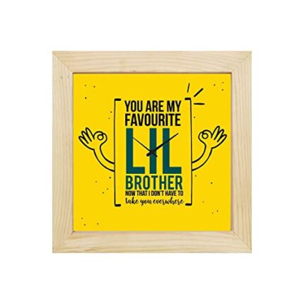 Yaya Cafe Birthday Rakhi Gifts for Brother, Favourite Little Brother Framed Wall Clock - 15 x 15 inches Birthday Rakhi