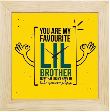 Yaya Cafe Birthday Rakhi Gifts for Brother, Favourite Little Brother Framed Wall Clock - 6 x 6 inches Birthday Rakhi