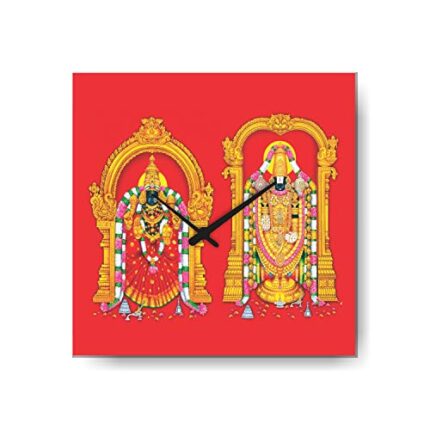 Yaya Cafe Sri Venkateshwara Devi Padmavathi Lord Tirupati Tirumala Balaji Venkateswara Canvas Wall Clock Religious - 12 x 12 inches