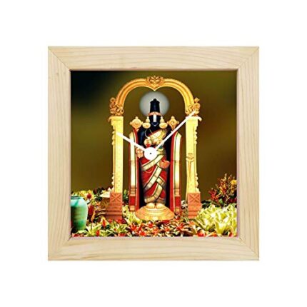 Yaya Cafe Sri Venkateshwara Lord Tirupati Tirumala Balaji Venkateswara Framed Wall Clock Religious - 15 x 15 inches
